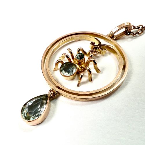 fig 1. Edwardian 9CT Gold Spider Pendant and Chain Necklace