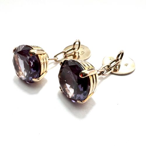fig 1. Hallmarked 9CT Gold Antique Corundum Chain Link Cufflinks