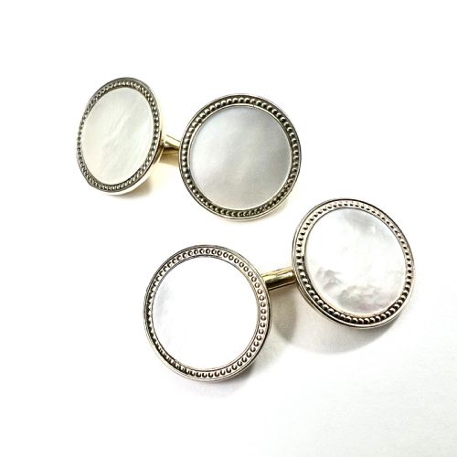 Art Deco Mother of Pearl Gold Cufflinks