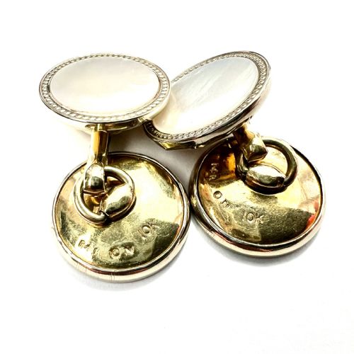 fig 1. Art Deco Mother of Pearl Gold Cufflinks