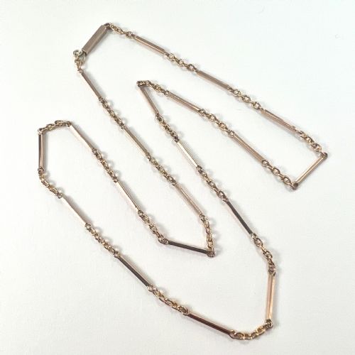 Edwardian 9ct Gold Fancy Link Chain Necklace