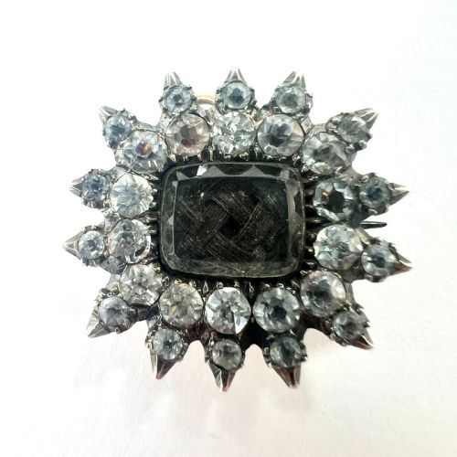 Georgian Silver Paste Sunburst Pendant Brooch