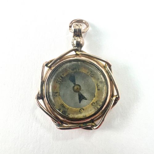 fig 1. • Antique 9CT Gold Removable Compass Pendant Fob