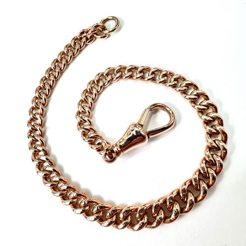 Victorian 9ct Rose Gold Albert Chain Bracelet with Dog Clip