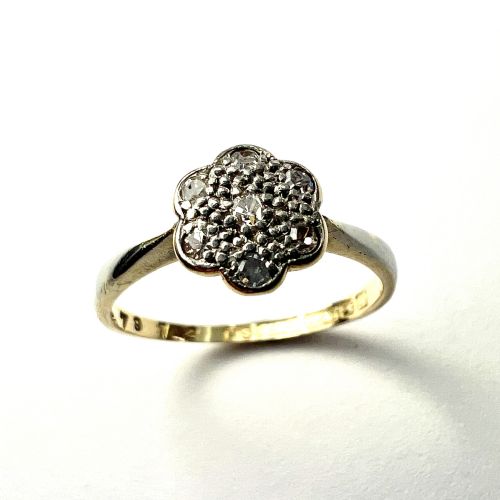 18ct Gold Edwardian/art Deco Diamond Daisy Cluster Ring