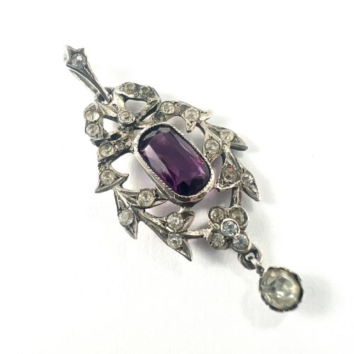 Edwardian Amethyst Paste Silver Pendant
