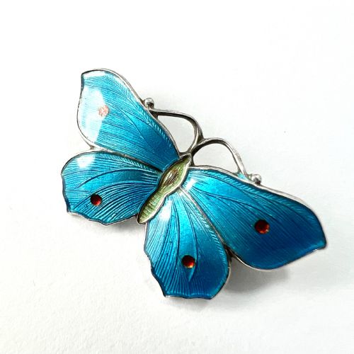 fig 1. Sterling Silver John Atkins Turquoise Blue Enamel Butterfly Brooch