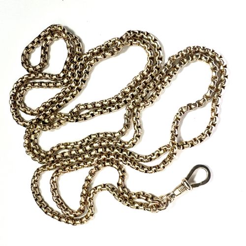 Long Victorian 9ct Gold Longuard Chain with Albert Clip