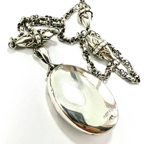 fig 2. Rare Edwardian Silver Photograph Locket Pendant Necklace