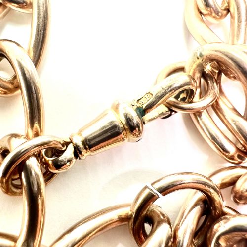 fig 1. Chunky Antique Victorian Rolled Gold Albert Necklace Chain with Dog Clip