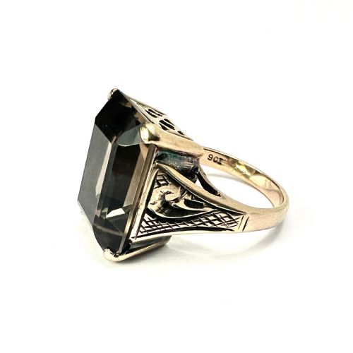 fig 1. Victorian 9CT Gold Smoky Quartz Cocktail Ring