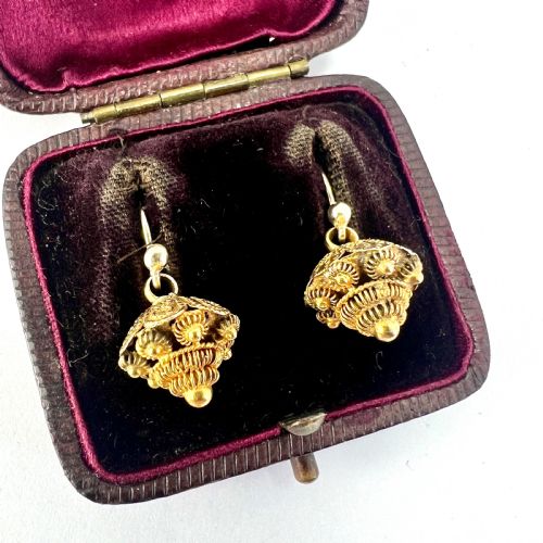 fig 1. Victorian Cannetille Drop Earrings on 9CT Gold Wires