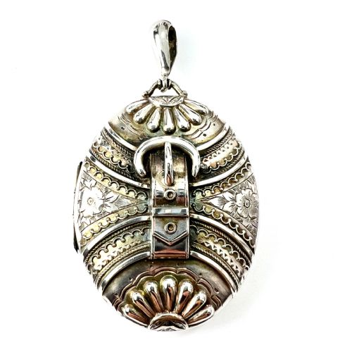 Large Victorian Silver Buckle Locket Pendant