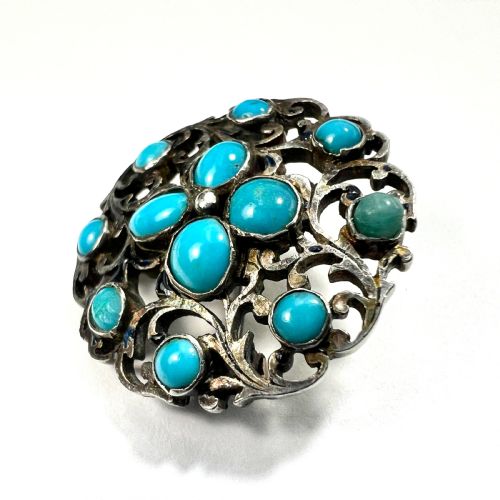 fig 1. • Antique Austro Hungarian Victorian Turquoise Silver Brooch