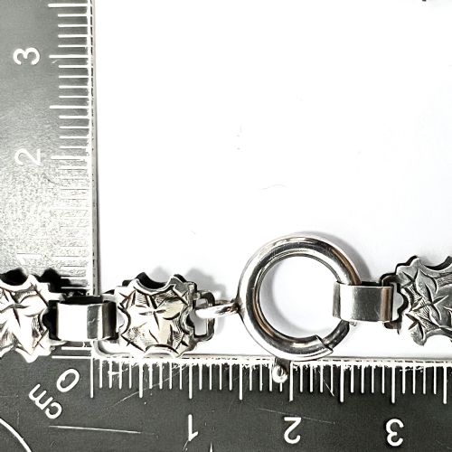 ANTIQUE VICTORIAN SILVER IVY ENGRAVED BOOK CHAIN NECKLACE - ADDITIONAL PHOTO 8