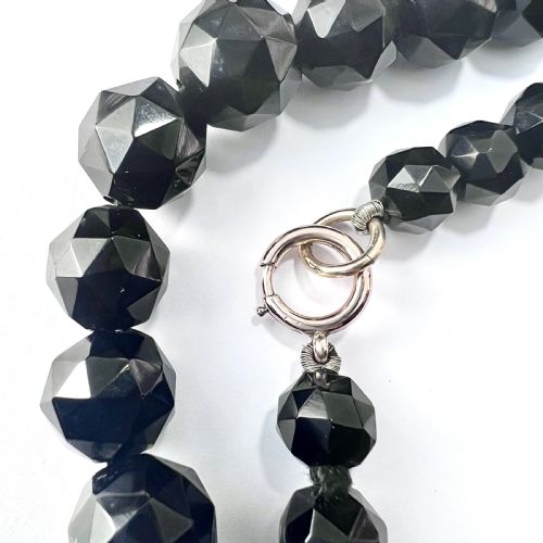 fig 1. Victorian Whitby Jet Bead Necklace with 9CT Gold Clasp