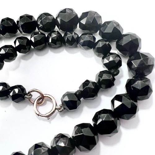 fig 2. Victorian Whitby Jet Bead Necklace with 9CT Gold Clasp