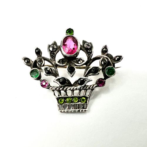 Edwardian Silver Paste Giardinetto Brooch