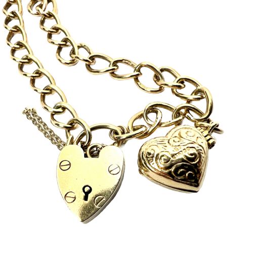 fig 1. Vintage 9CT Gold Padlock Bracelet with Opening Heart Charm