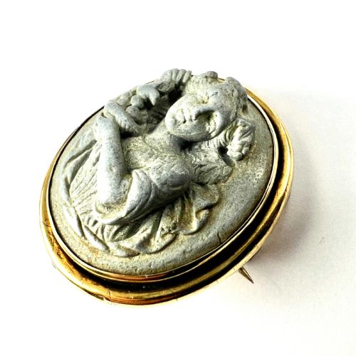 fig 1. Victorian Gold Carved Lava Cameo Brooch