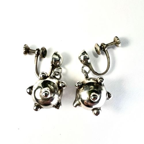 • Vintage Silver Sputnik Screwback Earrings