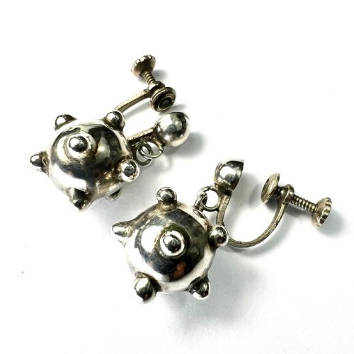 fig 1. • Vintage Silver Sputnik Screwback Earrings