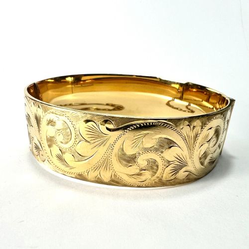 Heavy Vintage Georg Jensen 1/5 9ct Rolled Gold Hinged Bangle
