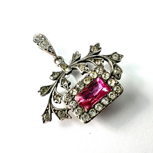 fig 1. Antique French Silver Pink Paste Pendant