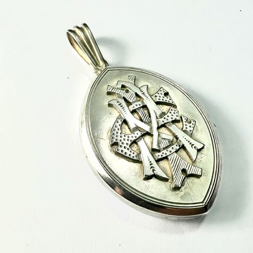 fig 1. Victorian AEI Monogram Silver Locket Pendant