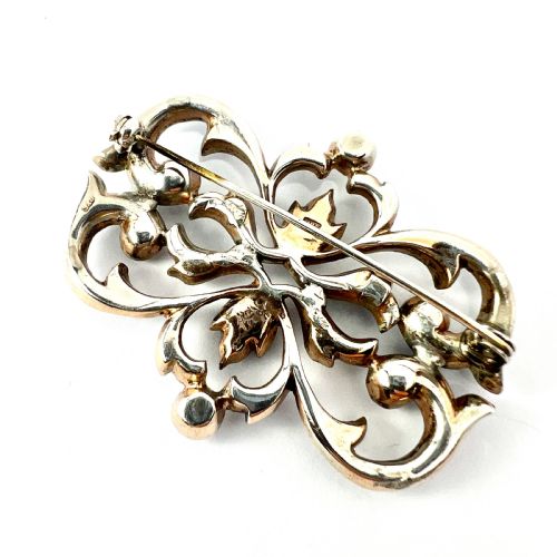 LARGE VICTORIAN SILVER AND GOLD PASTE BROOCH - ADDITIONAL PHOTO 4