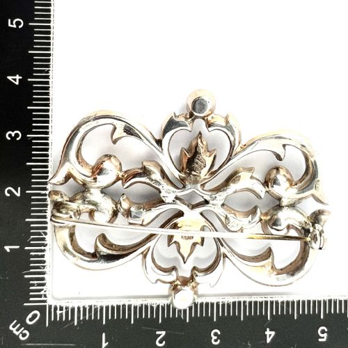 LARGE VICTORIAN SILVER AND GOLD PASTE BROOCH - ADDITIONAL PHOTO 7