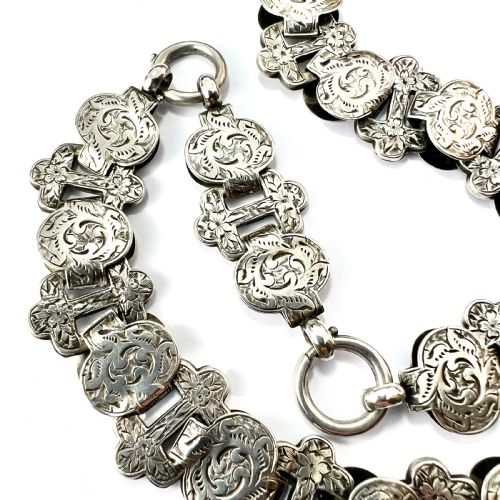 fig 1. Victorian Silver Book Chain Collar Necklace