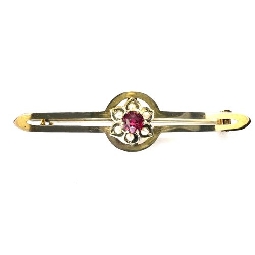 • Edwardian 9ct Gold Pearl and Paste Brooch
