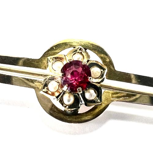fig 1. • Edwardian 9CT Gold Pearl and Paste Brooch