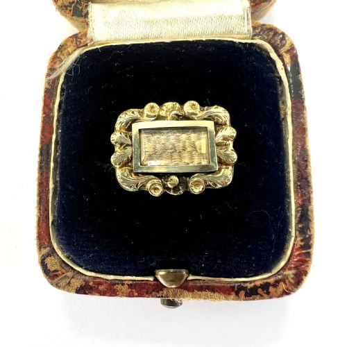 Tiny Georgian Gold Cased Hair Mourning Brooch