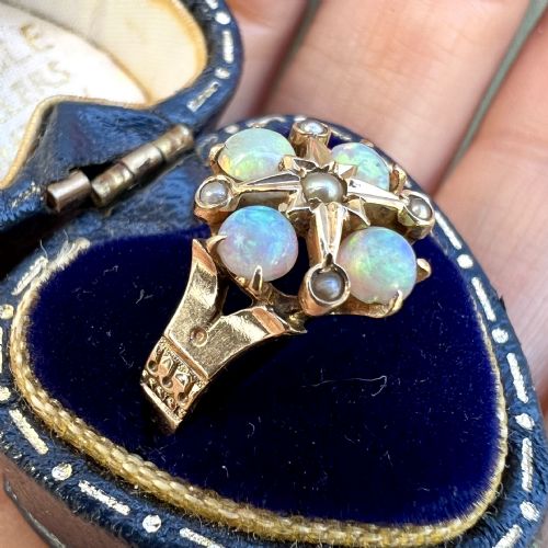 fig 1. Antique Opal and Pearl 9CT Gold Ring
