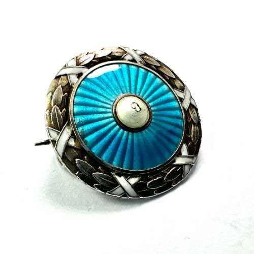 fig 1. • Antique Turquoise Enamelled Silver Brooch • Marius Hammer