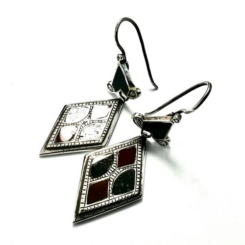 fig 1. Large Victorian Scottish Silver Agate Earrings