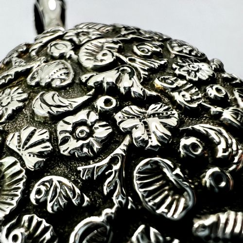 fig 1. Large Victorian Silver Organic Nature Locket Pendant