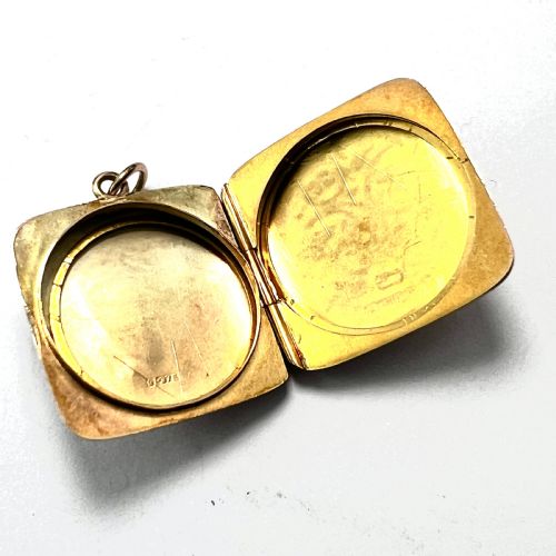 fig 1. Edwardian Solid 9CT Gold Square Locket Pendant