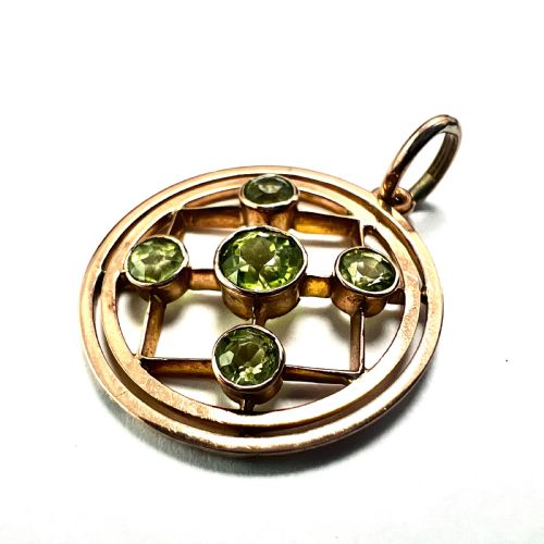 Edwardian 9ct Gold Peridot Pendant