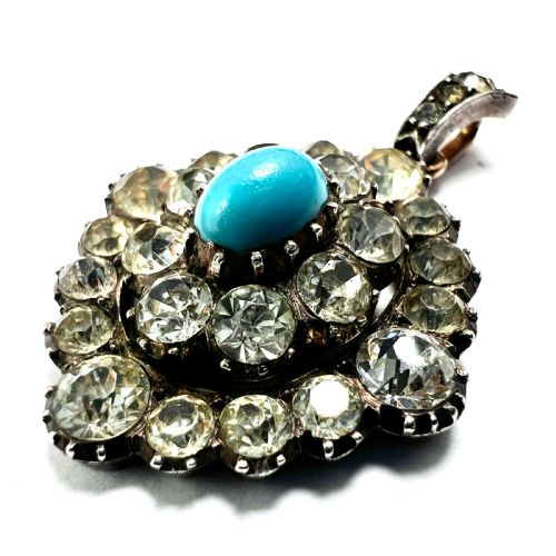 fig 1. Victorian Turquoise Silver and Gold Paste Pendant