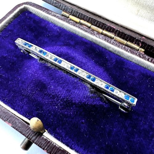 fig 1. Small Art Deco Silver Sapphire Paste Brooch