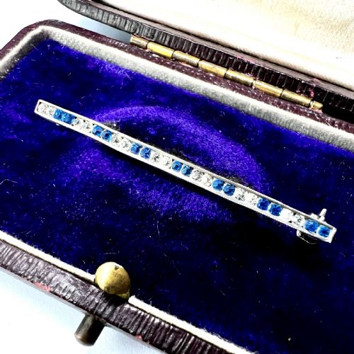 fig 2. Small Art Deco Silver Sapphire Paste Brooch