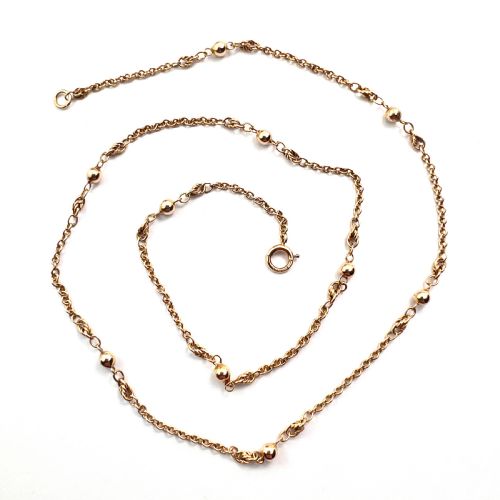Antique 9ct Gold Fancy Station Chain Necklace