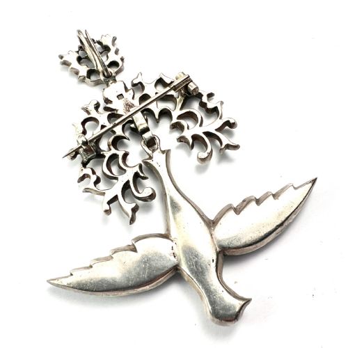 fig 1. Antique French Silver Paste Saint Esprit Dove Pendant/Brooch