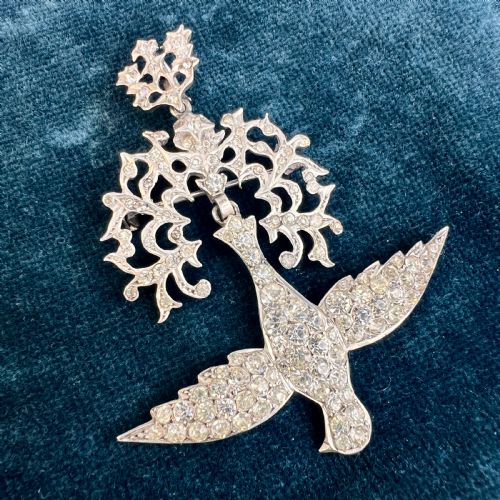 fig 3. Antique French Silver Paste Saint Esprit Dove Pendant/Brooch
