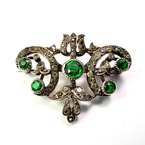 fig 1. Victorian Emerald Paste Silver Brooch