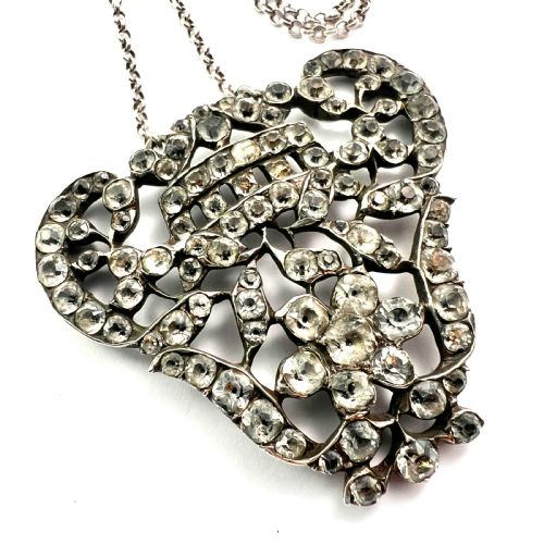 GEORGIAN SILVER BLACK DOT PASTE PENDANT NECKLACE - ADDITIONAL PHOTO 1