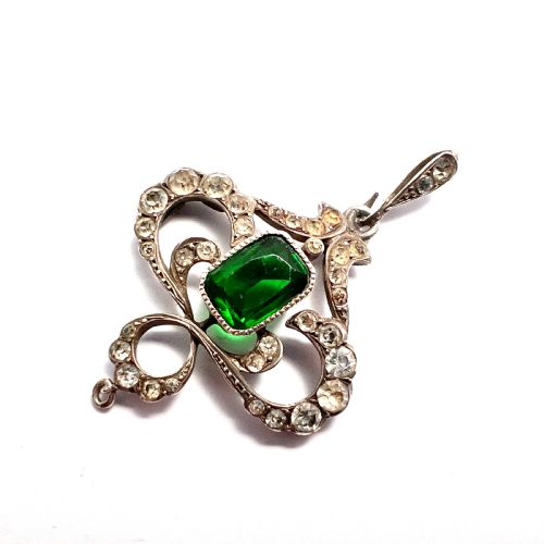 fig 1. Art Nouveau Edwardian Silver Emerald Paste Pendant